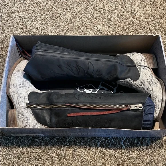 Freebird By Steven Whisper Tall Boots  In Black Snake - Picture 13 of 16